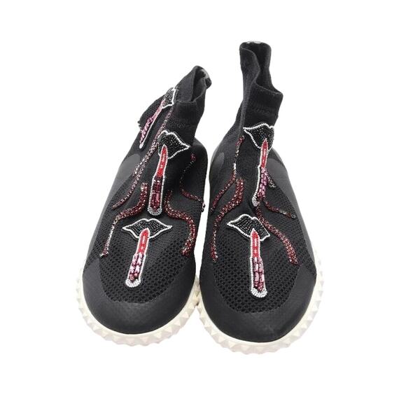 VALENTINO GARAVANI Body Tech Knit Embroidered High Top Sneakers Black - US 8.5